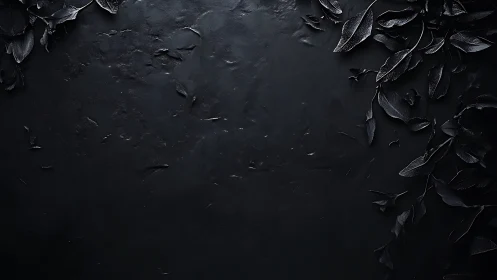 Midnight leaves drifting softly over textured black calm.