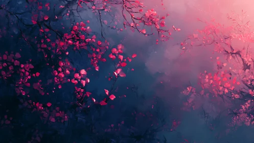 Glowing Blossoms in Twilight Mist