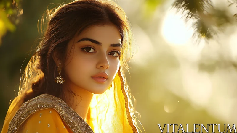 Backlit portrait in golden hour scattering geometry study.