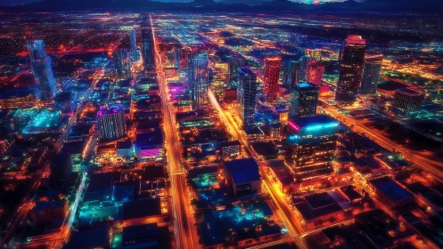 Neon lit city streets glowing with vibrant nightlife energy.