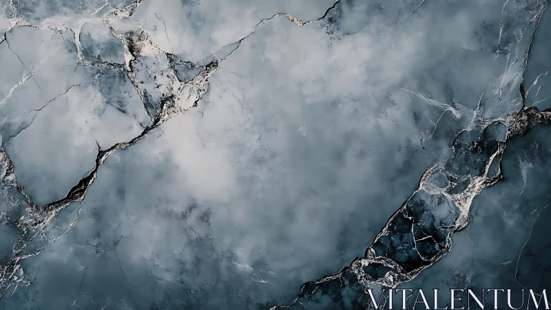 Blue marble stone texture with dramatic cracks, abstract style.
