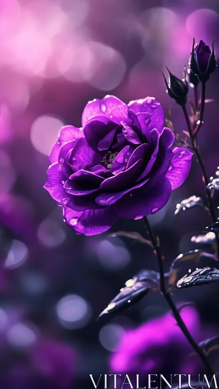 Purple Rose with Bokeh Background in Soft Light