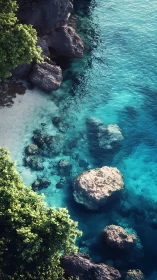 Aerial Coastal Rock Formation with Crystalline Turquoise Waters
