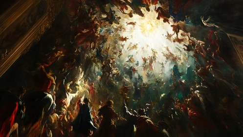 Heavenly ascension erupts through radiant celestial vortex.