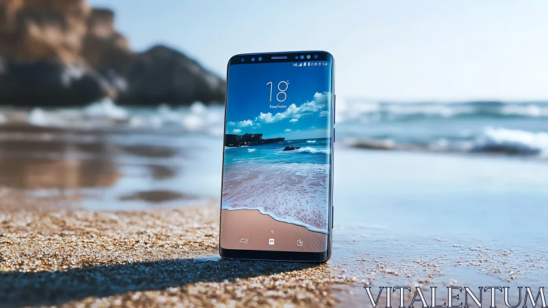 Smartphone Portal to Paradise: Digital Gateway Meets Coastal Splendor.