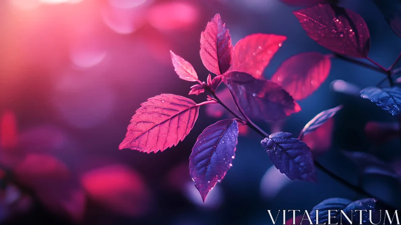 Neon magenta foliage under cinematic bokeh lighting glow.