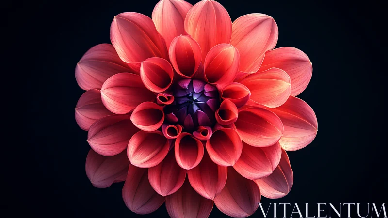 Luminous Dahlia Unfolds in Brilliant Coral Splendor