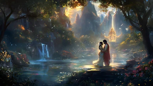 A Moment of Magic: Two Hearts Meeting in Enchanted Paradise.