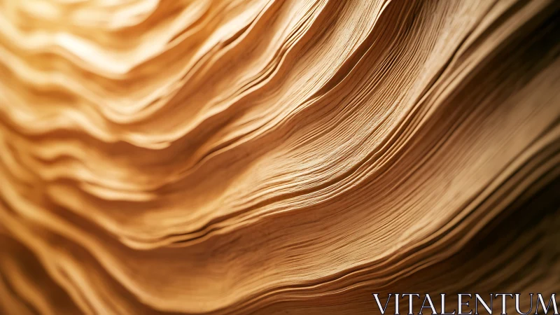 Golden waves of paper unfold in a gentle, flowing rhythm