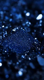 Midnight macro crystals with deep sapphire bokeh glow.