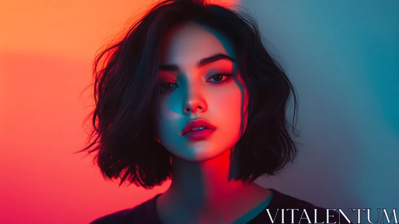 Neon hush on a midnight gaze in electric twilight glow.