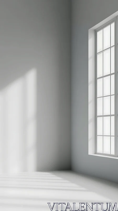 Soft daylight pours gently into a calm minimalist room corner