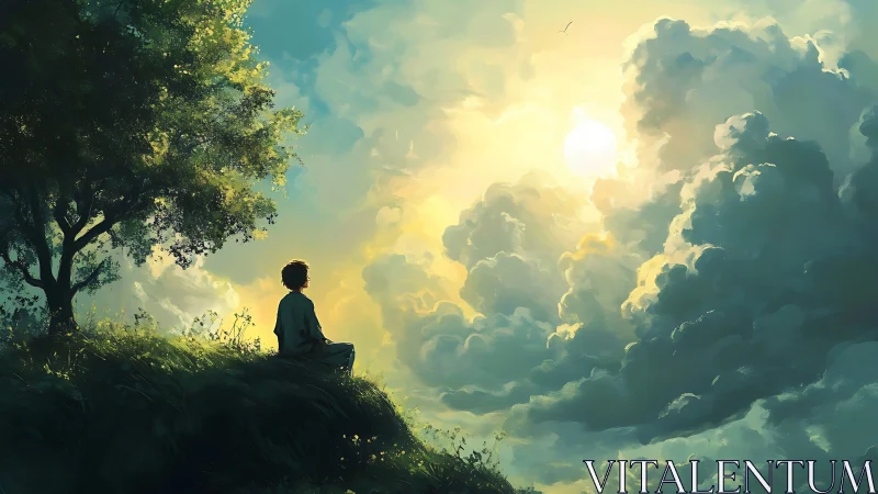 Quiet sunset daydream beneath a glowing sky of clouds.