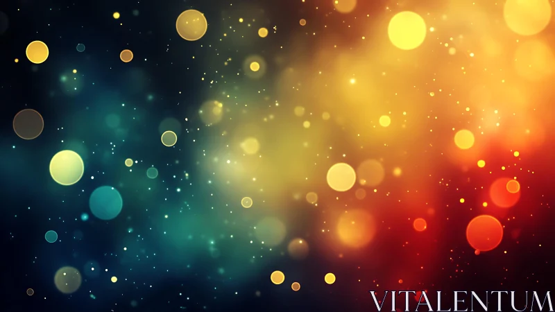 Colorful Abstract Bokeh Lights on Dark Background Digital Art.