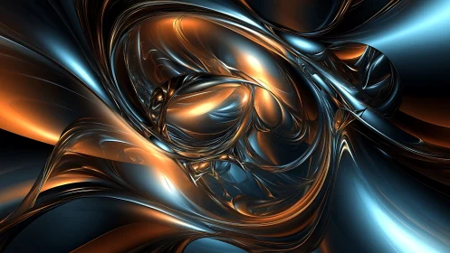 Parametric metallic vortex with cyan and amber reflective caustics