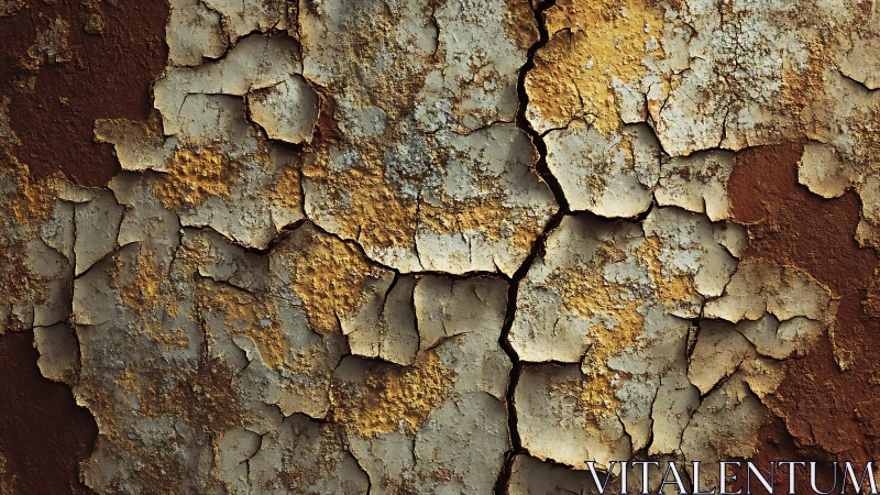 Weathered Peeling Paint Texture in Earthy Tones, Abstract Style.
