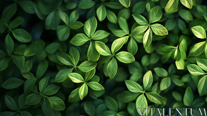 Green radial leaf clusters are arranged in dense foliage