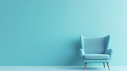 Calm blue armchair invites quiet moments in a minimalist room