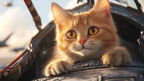 Golden Tabby's Joyful Moment in the Sunlit Breeze