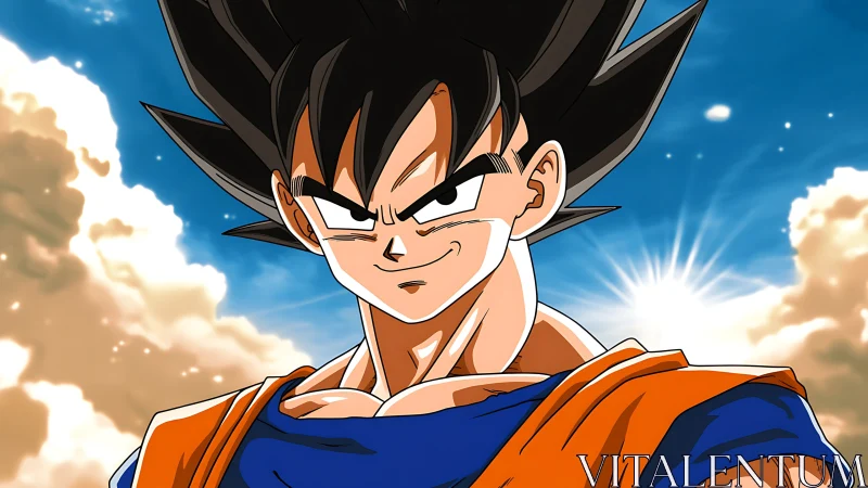 Cel-shaded anime fighter portrait under high-key backlighting