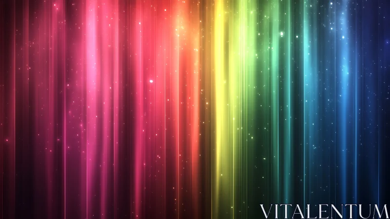 Vertical starlit rainbow curtains quietly divide the night