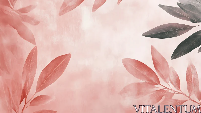 Soft coral foliage border on pale textured background.