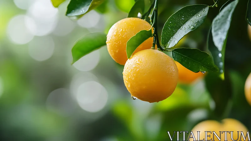 Citrus fruit macro with dew droplets, shallow depth and bokeh field