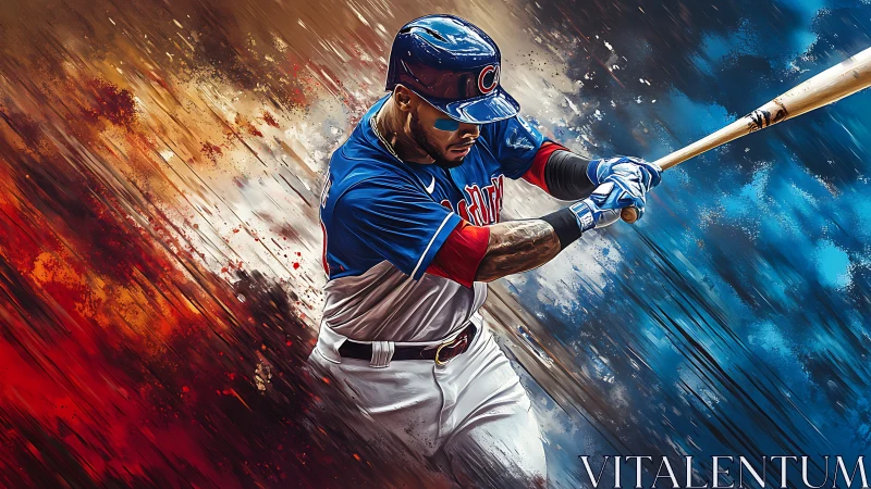 Swinging through color: power hitter in vivid motion.