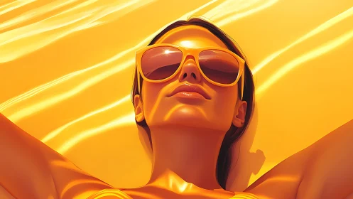 Sun-drenched dream reclines beneath molten citrus light