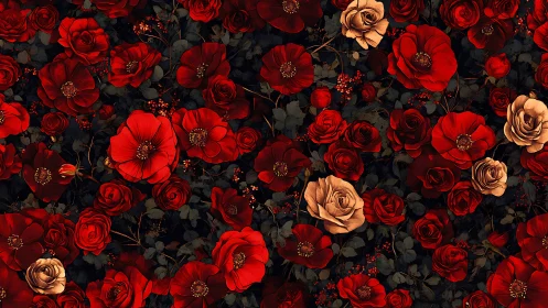 Garden Dreams in Crimson and Gold.