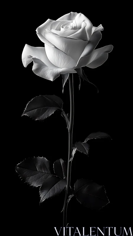 Monochrome rose rendered with high contrast specular lighting study