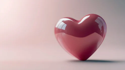 Glossy Heart Suspended in Rose-Tinted Serenity.