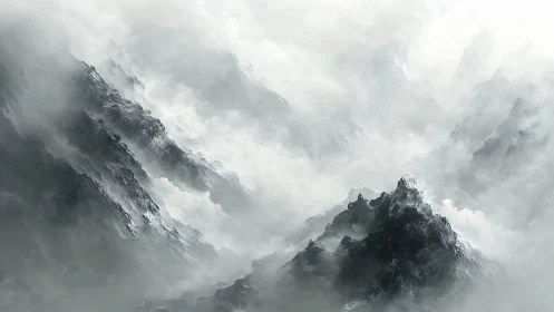 Whispered winter peaks drift like shipwrecks in rolling cloud