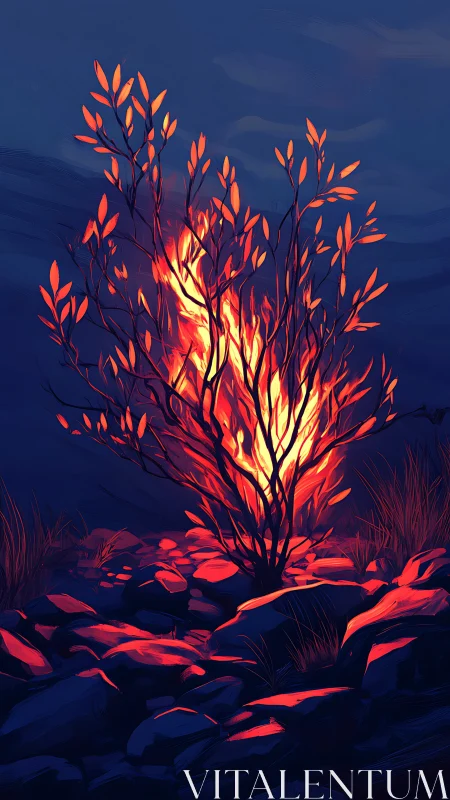 Burning Hope: A Glowing Tree of Fire and Light.