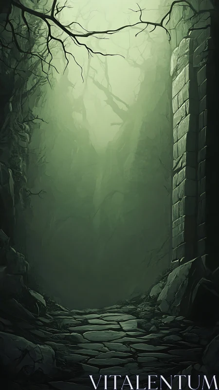 Verdant Decay: Atmospheric Ruin Through Architectural Portal.