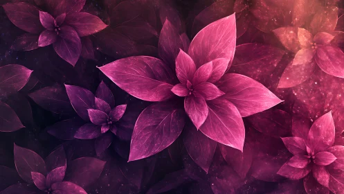 Luminescent Floral Cascade: Digital Rendering in Magenta Spectrum.