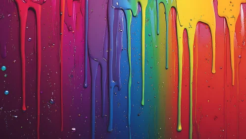 Chromatic rivers of dripping rainbow paint in vivid cascade.