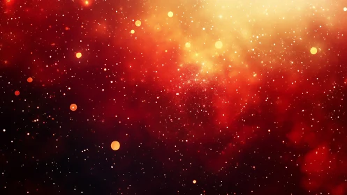 Red and yellow starfield gradient forms dense abstract background