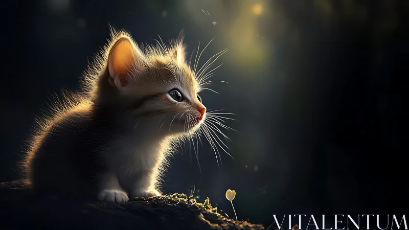 Luminous Kitten: Where Innocence Meets Golden Enchantment.