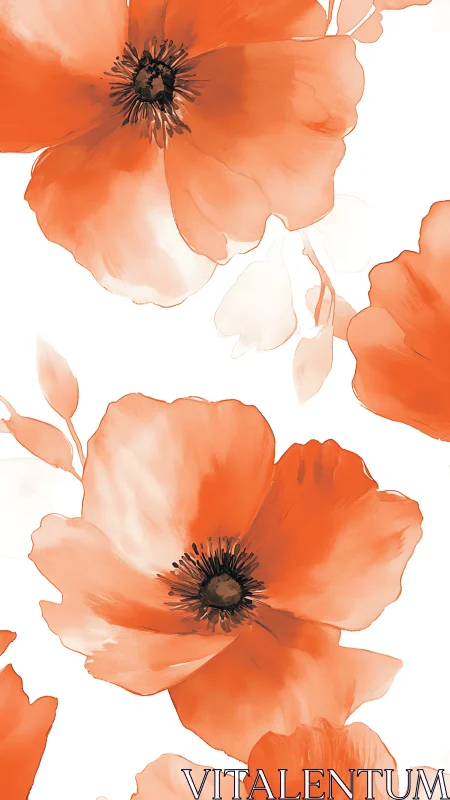 Cheerful Poppies in Soft Watercolor Hues.