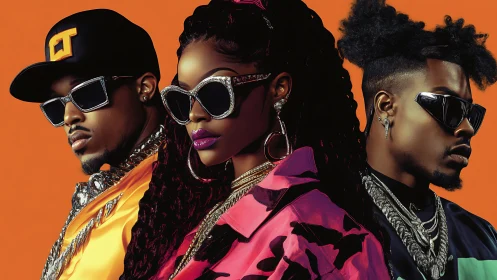 Chromatic hip hop portrait under saturated studio luminance.