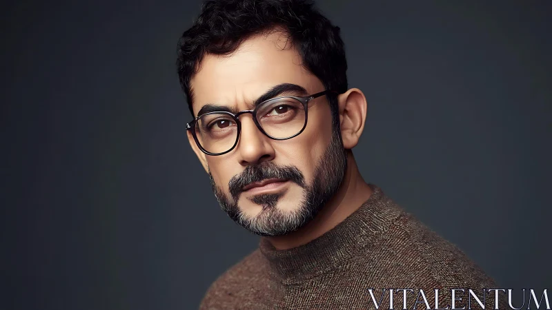 Middle-aged man in glasses against dark neutral background.