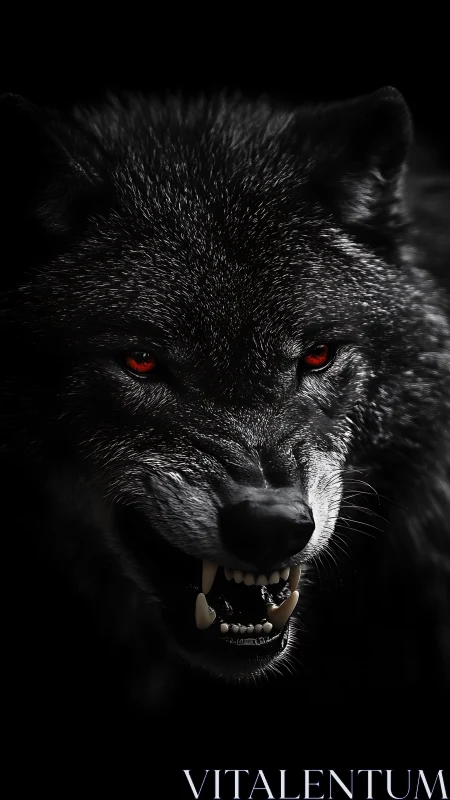 Crimson-eyed shadow wolf tears through the darkness