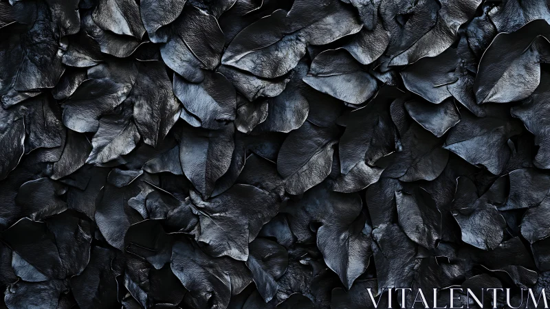 Overlapping black leaves create a sculptural, matte-gloss surface