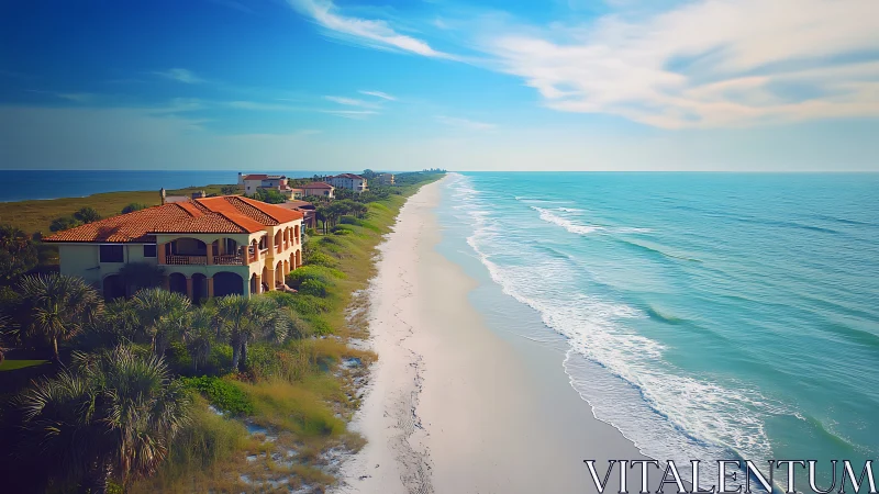 Waterfront Residence Along Coastal Beach with Turquoise Waters