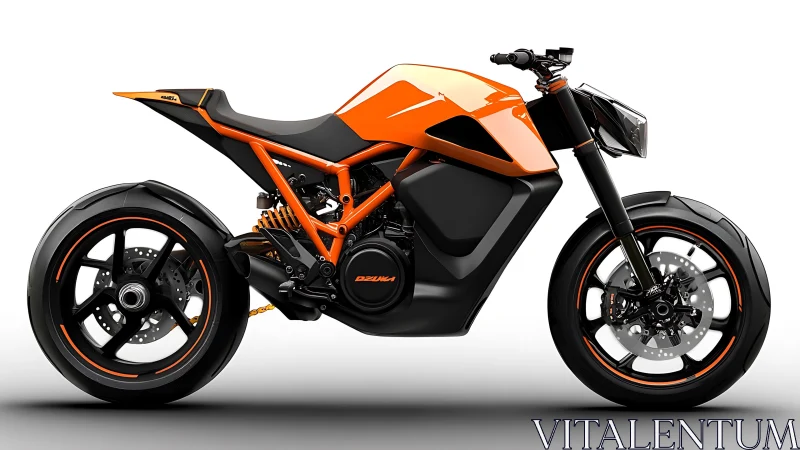 Bold orange streetfighter concept motorcycle in profile view.