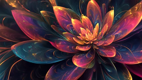Glowing cosmic flower unfolding in radiant, colorful light.
