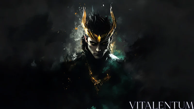 Dark crowned sorcerer emerges from swirling shadow field