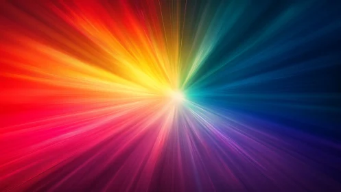 Radiant rainbow light bursts outward in a vivid cosmic bloom