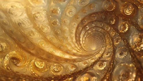 Golden fractal vortex forms luminous recursive spiral geometry